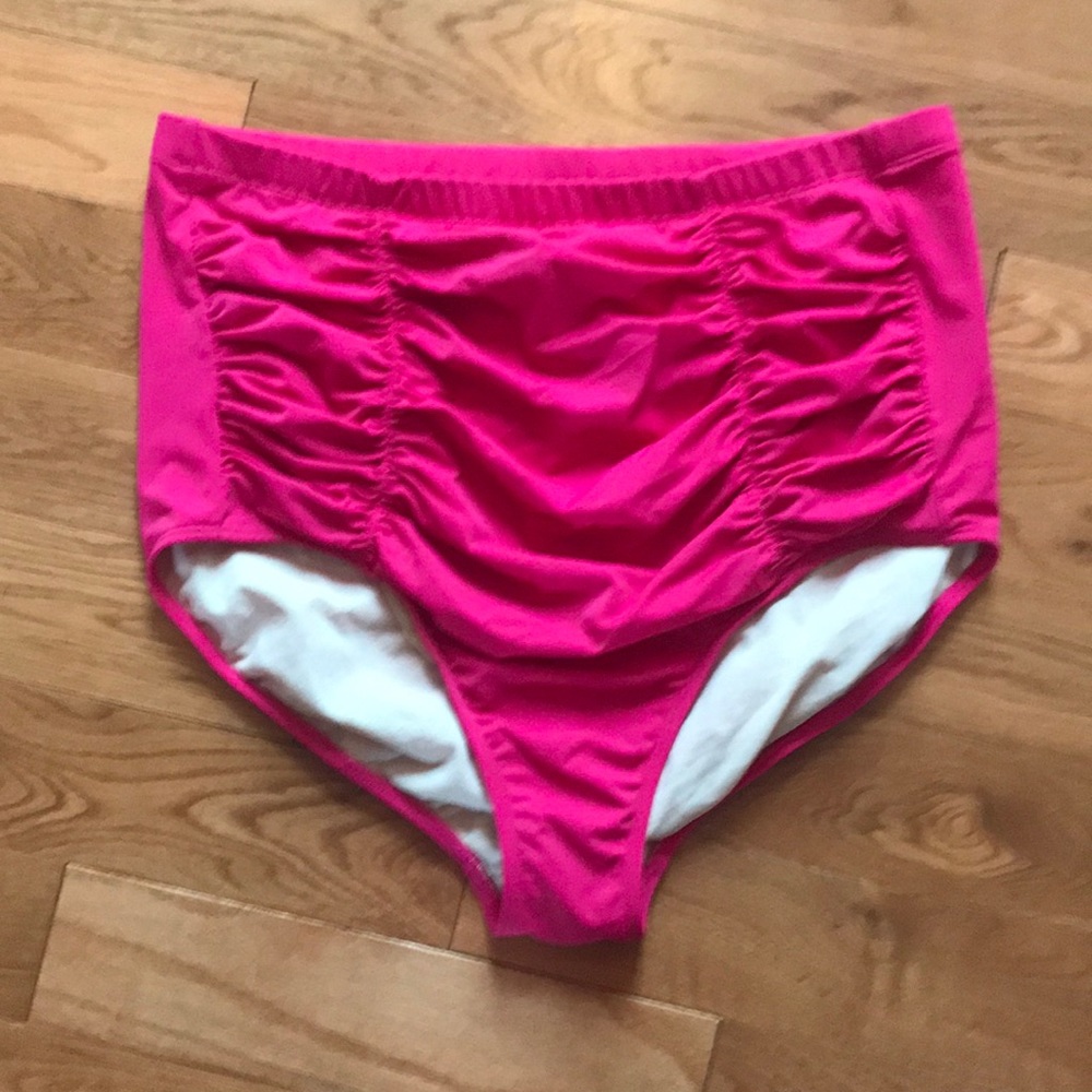 Pink ruched high waisted bikini bottom. Women’s 18